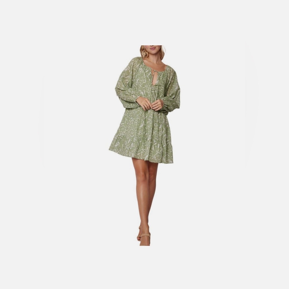 LOST +WANDER Floral Green Mini Dress